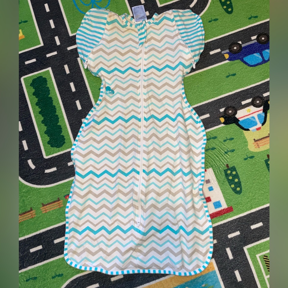 Love to Dream Gray and Green Striped Sleep Sack